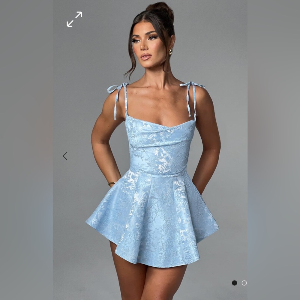 Elegant Blue Floral Dress